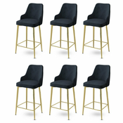HANAH HOME Set 6 barskih stolica Enox Anthracite Gold