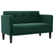 Vidaxl Dvosed temno zelen 111 cm žamet