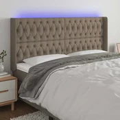vidaXL LED posteljno vzglavje taupe 203x16x118/128 cm blago