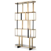 Casa Padrino luxury shelf cabinet brass/black/gray 120 x 38.5 x H. 240 cm - Metal cabinet with 6 glass shelves - Luxury living room furniture - Hotel furniture - Luxury quality