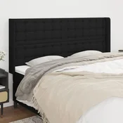 Vidaxl vidaXL Vzglavnik s krilci, črne barve, 163x16x118/128 cm, blago