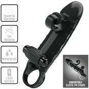 Romance MC64 Vibrating Extension Sleeve Black TPE Adjustable Ring D-242741