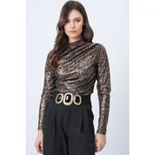 Trend Alacati Stili Ženska bluza dugih rukava ALC-X11257, Rolka, Braon