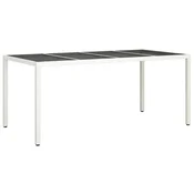 Vidaxl Vrtna miza Bela 190 x 90 x 75 cm poli ratan
