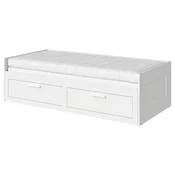 BRIMNES Dnevni krevet s 2 fioke/2 dušeka, bela/Afjäll tvrdo,, 80x200 cm