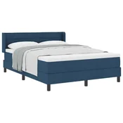Vidaxl Postelja z vzmetnico z vzglavjem Temno modra 200 x 160 cm blago