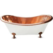 Casa Padrino luxury Art Nouveau bathtub white/copper 170 x 72 x H. 71 cm - Freestanding retro bathtub - Rustic copper bathroom furniture