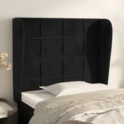 Vidaxl vidaXL Vzglavnik s krilci, črn, 93x23x118/128 cm, žamet