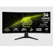 Monitor 34 MSI MAG 346CQ UWQHD VA 180Hz 300nits 1ms 2xHDMI DP TILT Gaming Zakrivljeni - novo