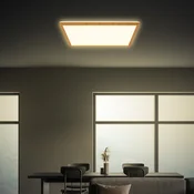 Briloner LED stropna svetilka Tava Wood, 42 x 42 cm, plastika, 3.000 K - Dnevna soba/jedilnica - les, bela