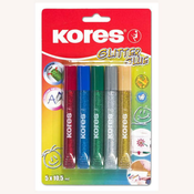 Kores Lepilo z bleščicami, 5 barv x 10,5 ml