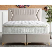 Casa Padrino Luxury Double Bed Gray/Gold - Different Sizes - Solid Wood Bed with Headboard and Mattress - Bedroom Furniture - Hotel Furniture - Luxury Furniture