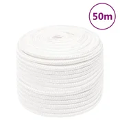 Vidaxl Vrv za čoln popolnoma bela 14 mm 50 m polipropilen