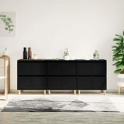 Komode 3 kom crne 60x35x70 cm od konstruiranog drva