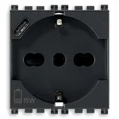 VIMAR ARKÉ PRIKLJUČNICA UNIVERZALNA + USB-C 16A 2M ANTRACIT VI19210.USB