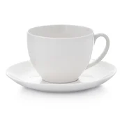 DUKA EVERYDAY skodelica s krožnikom 250 ml beli porcelan