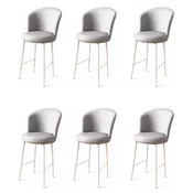Hanah Home Set barskih stolica Uras, 6 komada, Sivo-beli