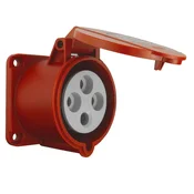 tp electric RAVNA VTIČNICA ZA MONTAŽO NA PLOŠČO CEE 400V 32A 4P 70x70MM RDEČA