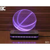 Black Cut 3D Lampa Košarkaška Lopta Roze