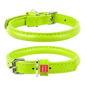WAUDOG okrogla usnjena zelena ovratnica za dolgodlake pse, zelena 17-20 cm, širina ovratnika: 6 mm