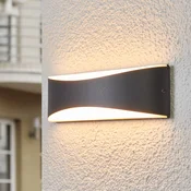 Lucande LED-stenna svetilka za zunanjo uporabo Akira, antracitna, širina 23 cm - Sodobni - antracit, belo satinirano - Kovina