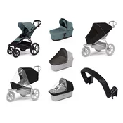 Mestni voziček Thule Urban Glide 4-wheel Mid blue + Bassinet Mid blue SET 7in1