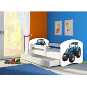 Adbor Otroška postelja Acma II + ograja + predal + vzmetnica, 180x80cm, traktor