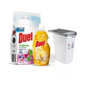 Duel Deterdžent Jorgovan 2.7kg + Omekšivac Soft lotus 1.6l + Kutija za prašak