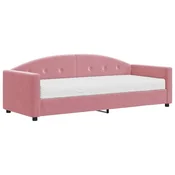 Vidaxl Dnevna postelja z vzmetnico roza 80x200 cm žamet