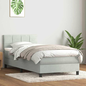 vidaXL vidaXL Box spring postelja z vzmetnico Svetlo siva 80x210 cm žamet, (21793214)