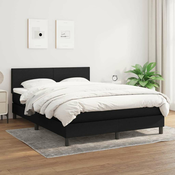 Greatstore Box spring postelja z vzmetnico črna 140x200 cm blago