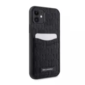 Karl Lagerfeld Originalna silikonska maskica za iPhone 11 - Saffiano Monogram - Slot za kartice - KLHCN61SAKLHPPK
