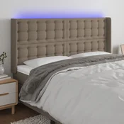 Vidaxl vidaXL Vzglavje postelje z LED svetlobo sivo-rjavo 183x16x118/128 cm blago