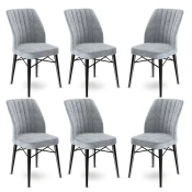 Hanah Home Set 6 trpezarijskih stolica Flex Sivo-Crni