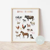 Its a moms world Edukativni poster za decu bez rama Domace životinje A4
