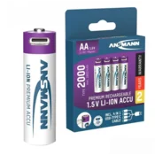 ANSMANN Punjiva Li-Ion 1.5V 2000mAh AA sa USB tip C ulazom za punjenje Ansmann 4 komada