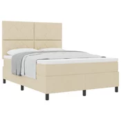 vidaXL vidaXL Postelja s škatlastim vzmetenjem Bež 160x200 cm, (22082743)