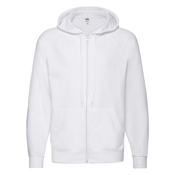 White Mens Hoodie Lightweight Zip Thru Hooded Sweat Fruit of the Loom
