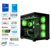 Računalnik MEGA MT S5 i9-14900KF/RTX5080/32GB-DDR5/2TB-4.0/1050W/Brez OS/črna RGB + Estetski napajalni kabli [Zelena/Črna]