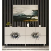 Hanah Home Konzola Nida KB150, 150x75x35 cm, Belo-srebrne boje
