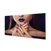 tulup.si Slika na akrilnem steklu Ženska roke rdeče ustnice 140x70 cm 4 obešalnika