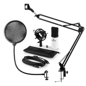 AUNA MIC-900WH, USB MIKROFONSKI KOMPLET V4, KONDENZATORSKI MIKROFON, POP FILTER, MIKROFONSKA ROKA, BELA BARVA (60001959-V4)