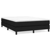 Vidaxl Posteljni okvir z vzmetmi črn 140x190 cm blago