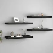 shumee vidaXL Stenske police, 4 kosi, črne, 60 x 23,5 x 3,8 cm, MDF