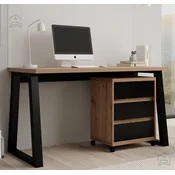 Pisalna miza z mobilno omarico Iwo I - hrast artisan/črna
