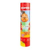 Barvni svinčniki, komplet, trikotni, veliki, 1 šilček, KORES KOLORES Twist & Turn, 12 različnih barv, 12 kosov