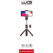 WG - Palica za selfije WG 6, palica za selfije stativ, teleskopska, z gumbom bluetooth, črna