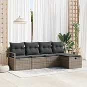 Sjedeća garnitura za vrt 5 kom. Siva poliratan 230 x 117 x 85 cm