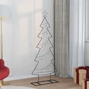 Vidaxl Kovinsko božično drevesce z stojalom Črna 150 cm Jeklo