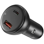 Baseus Digital Display Car charger USB QC4.0 + USB-C PD 3.0, 45W 5A (gray)